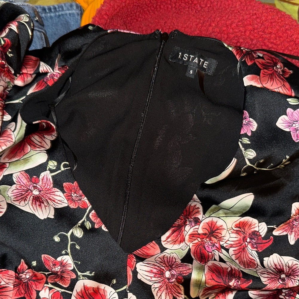 1. State Black Floral Dress